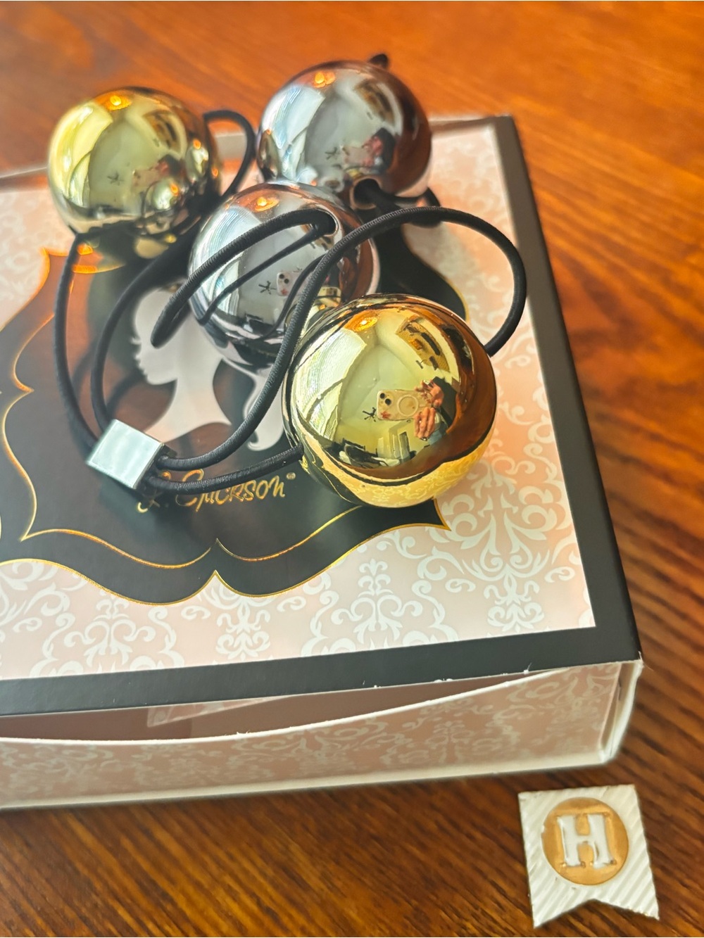 L. Erickson Metallic Ball Hair Tie Set - Gold & Silver